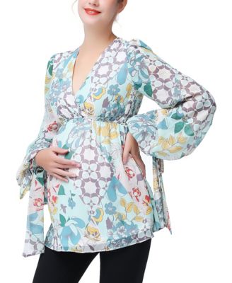 Maternity V-Neck Babydoll Nursing Blouse