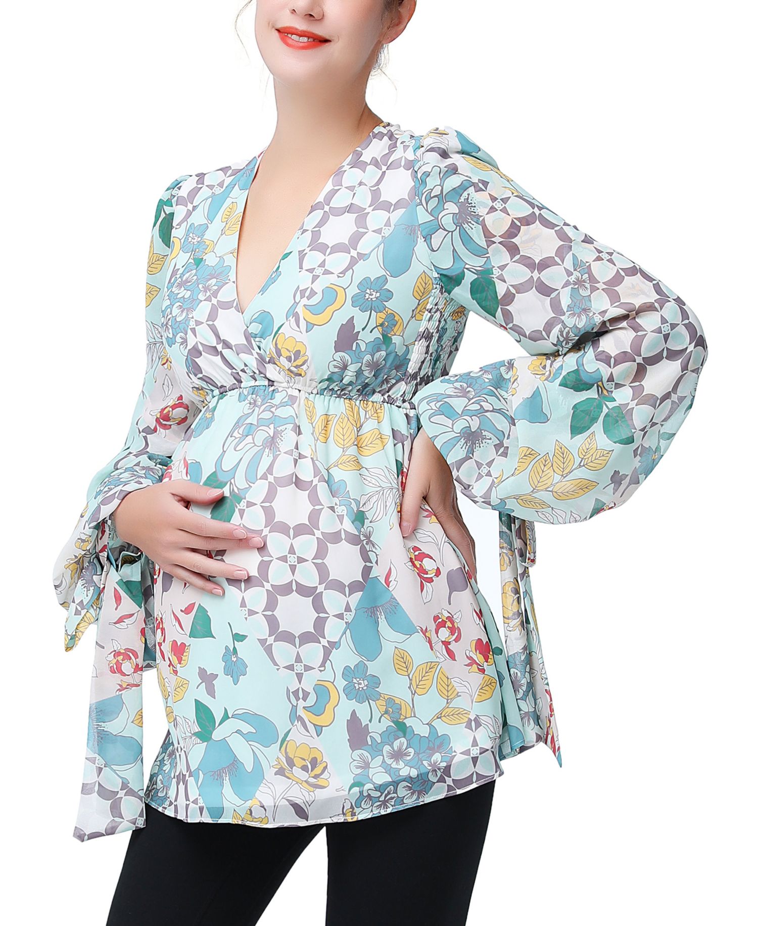 Maternity V-Neck Babydoll Nursing Blouse