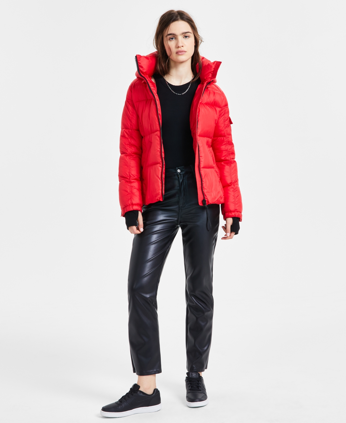 Women's Kylie Hooded Water-Resistant Puffer Coat - Red