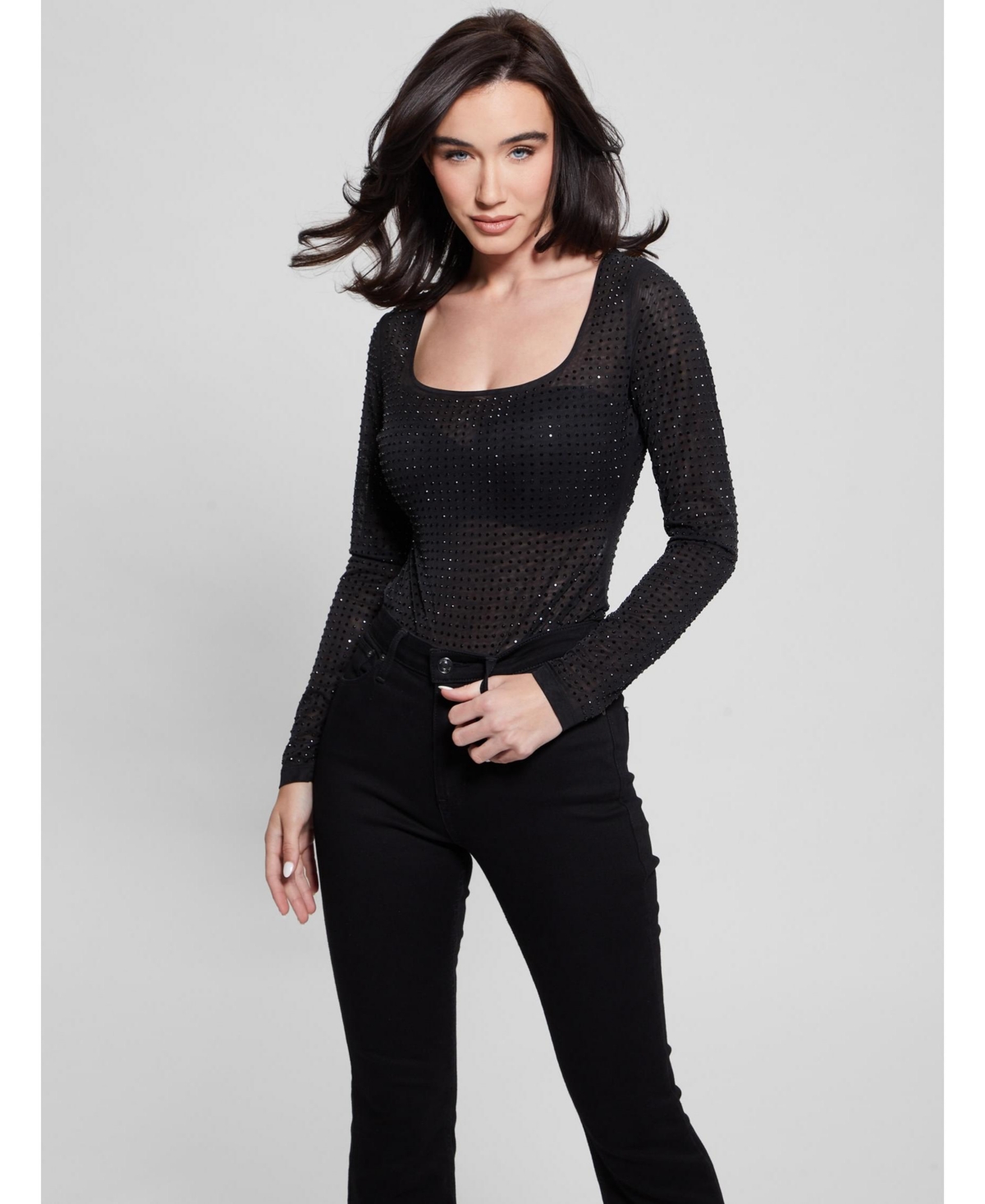 Women's Studded Karolina Bodysuit - Black