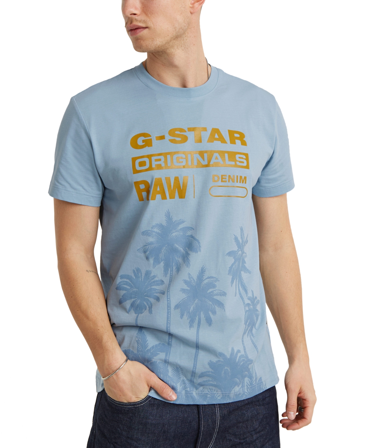 Men's Palm Tree Logo T-Shirt - Faze Blue