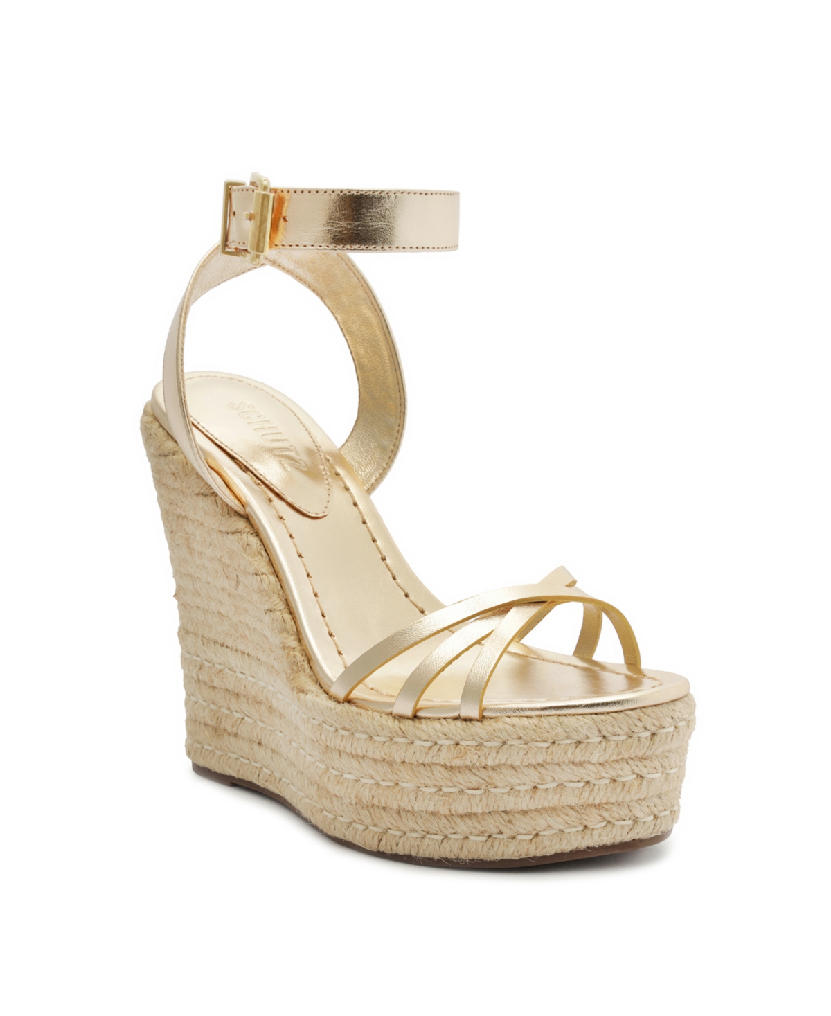Shop Schutz Women's Alexandra Wedge Sandals In Gold