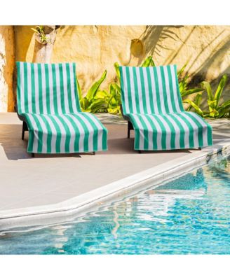 California Cabana Chaise Lounge Covers (2 Pack), Striped Color Options, 30x85 in. with 8" Fitted Pocket for Beach or Pool Chair