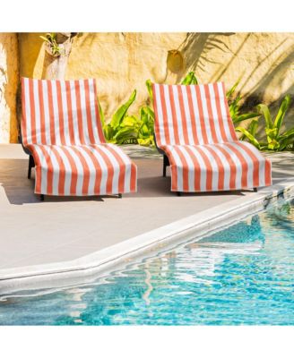 California Cabana Chaise Lounge Covers (2 Pack), Striped Color Options, 30x85 in. with 8" Fitted Pocket for Beach or Pool Chair