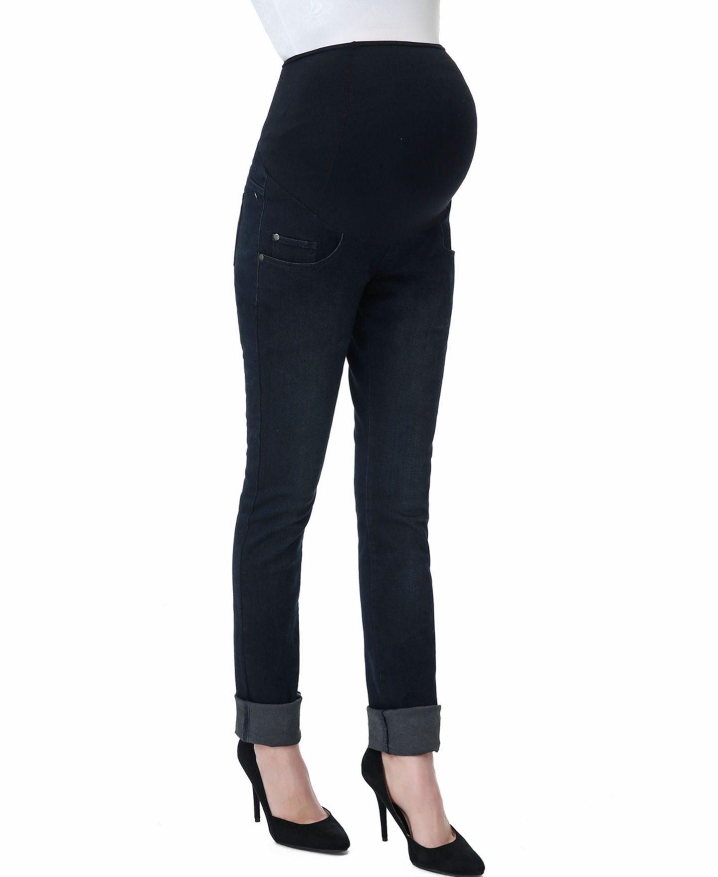 Женские джинсы kimi + kai Maternity Frankie Stretch Straight Leg Denim Jeans, цвет: Чёрный синий — фото 2
