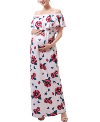 Maternity Floral Print Nursing Maxi Dress