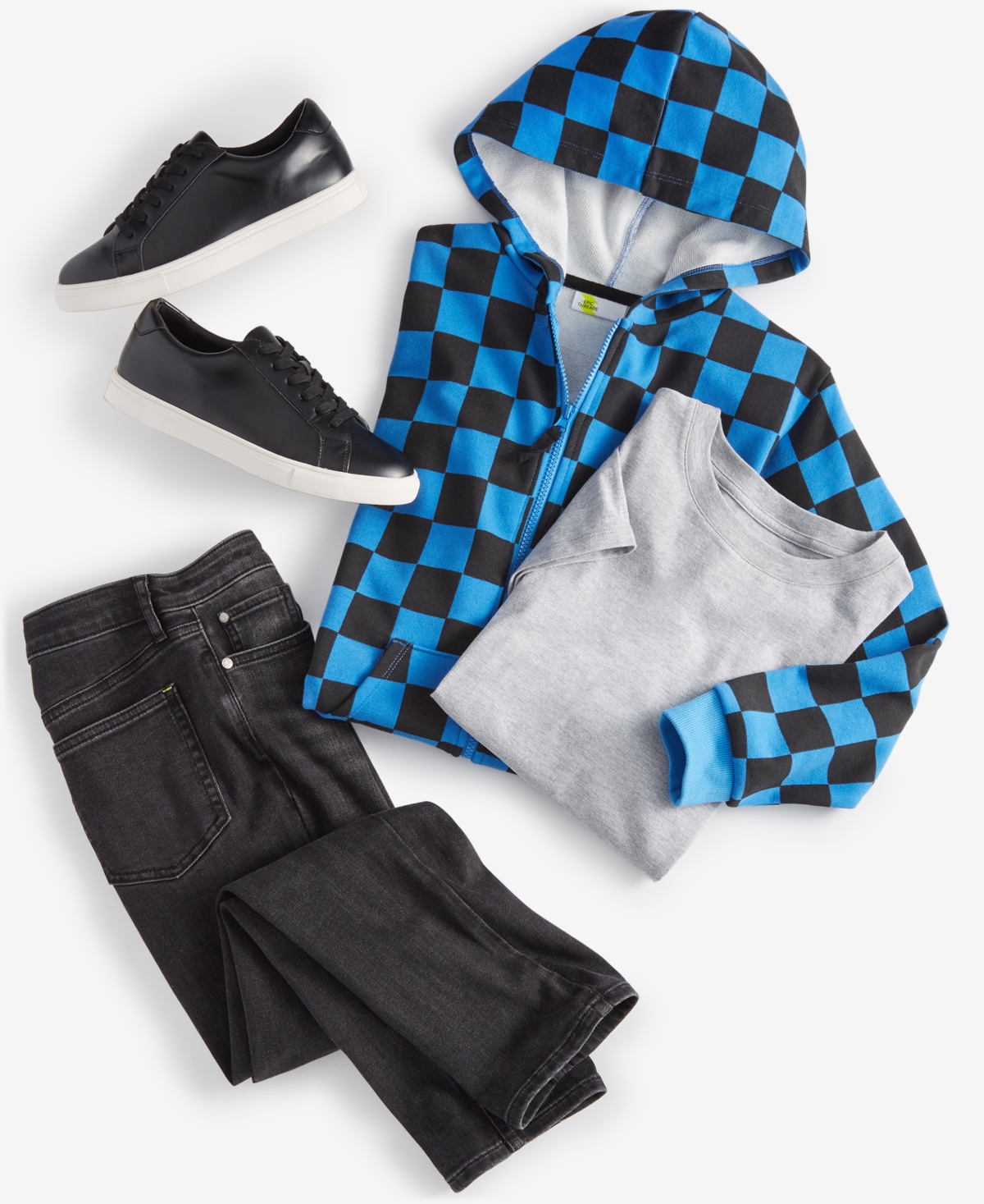 Epic Threads Little and Big Boys Checkerboard-Print Zip-Up Hoodie, Created for Macy's