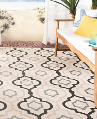 Courtyard CY7938 Beige and Black 8' x 11' Outdoor Area Rug