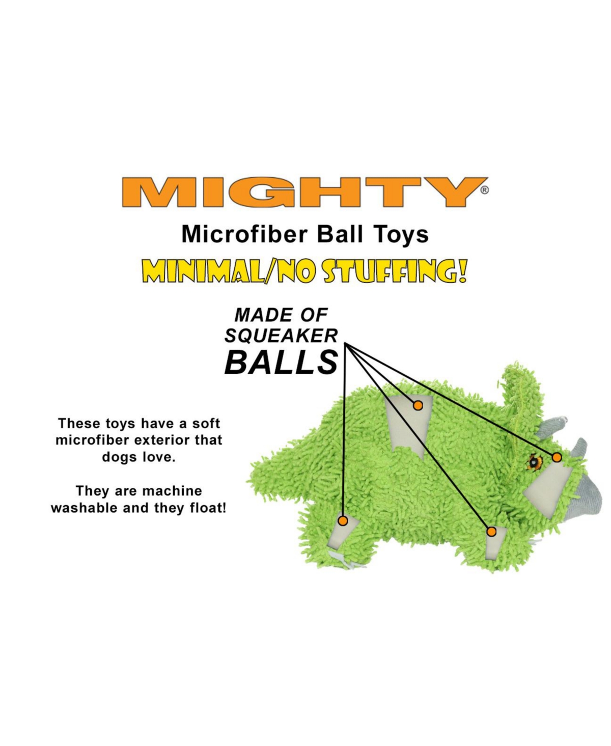 Mighty Microfiber Ball Med Reindeer, Durable Squeaky Holiday Dog Toy