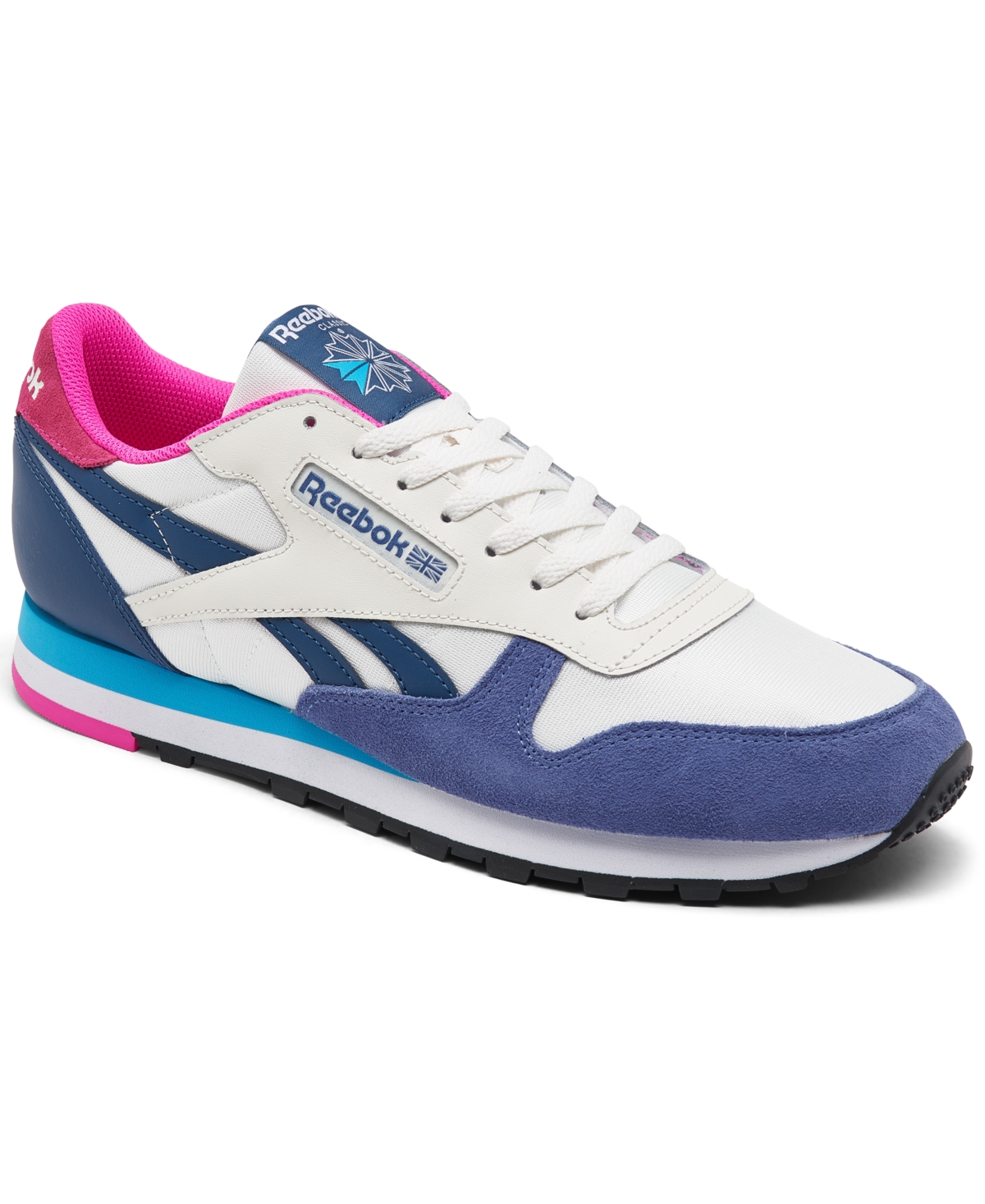 Men's Classic Nylon Casual Sneakers from Finish Line - Chalk/blue/purple/pink