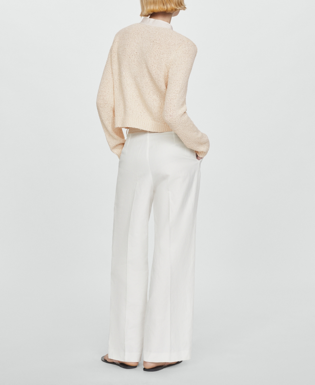 Shop Mango Women's Contrast Edge Cardigan In Natural White