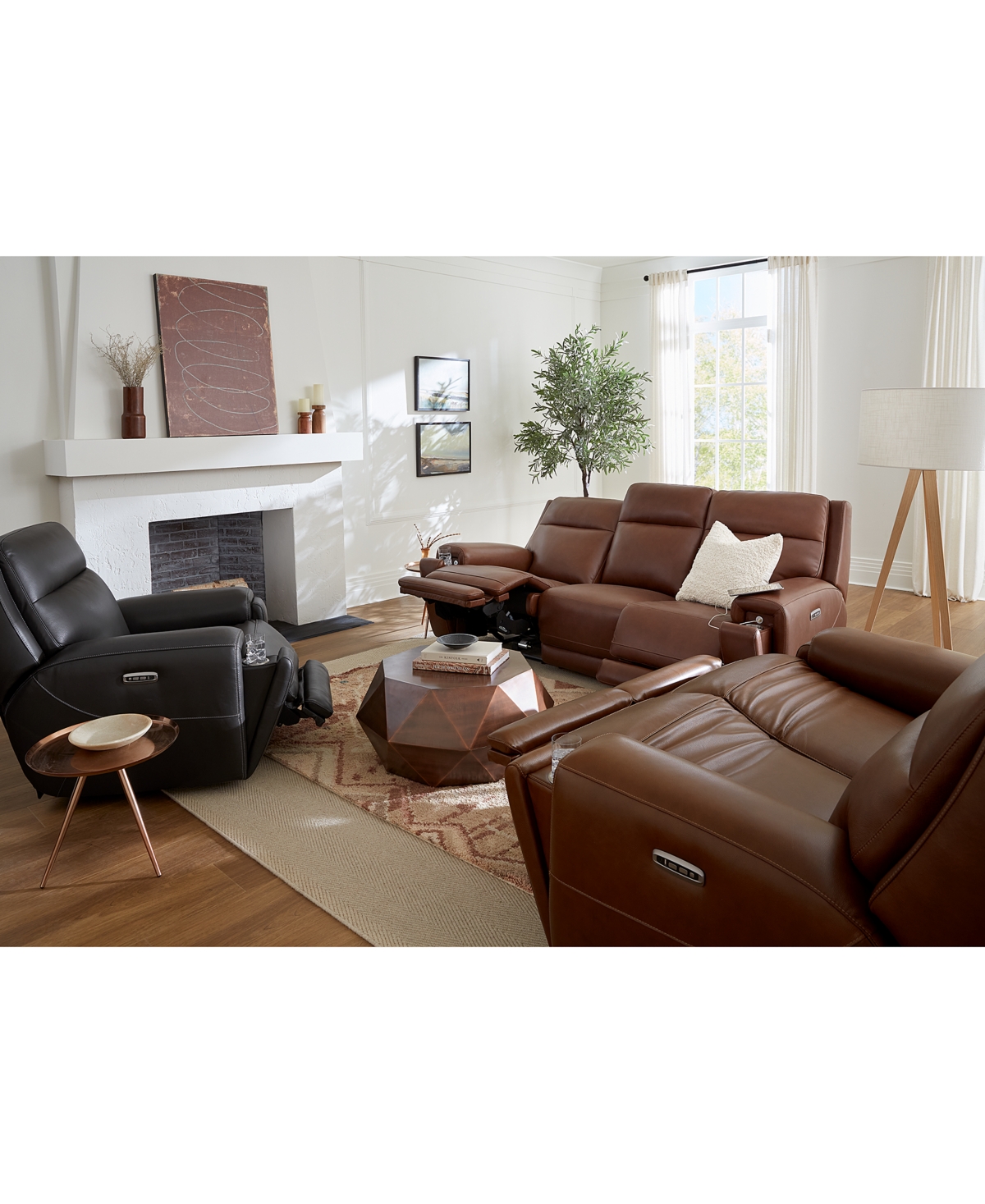 Macy's Varsani 40" Zero Gravity Leather Recliner, Created For  In Chestnut