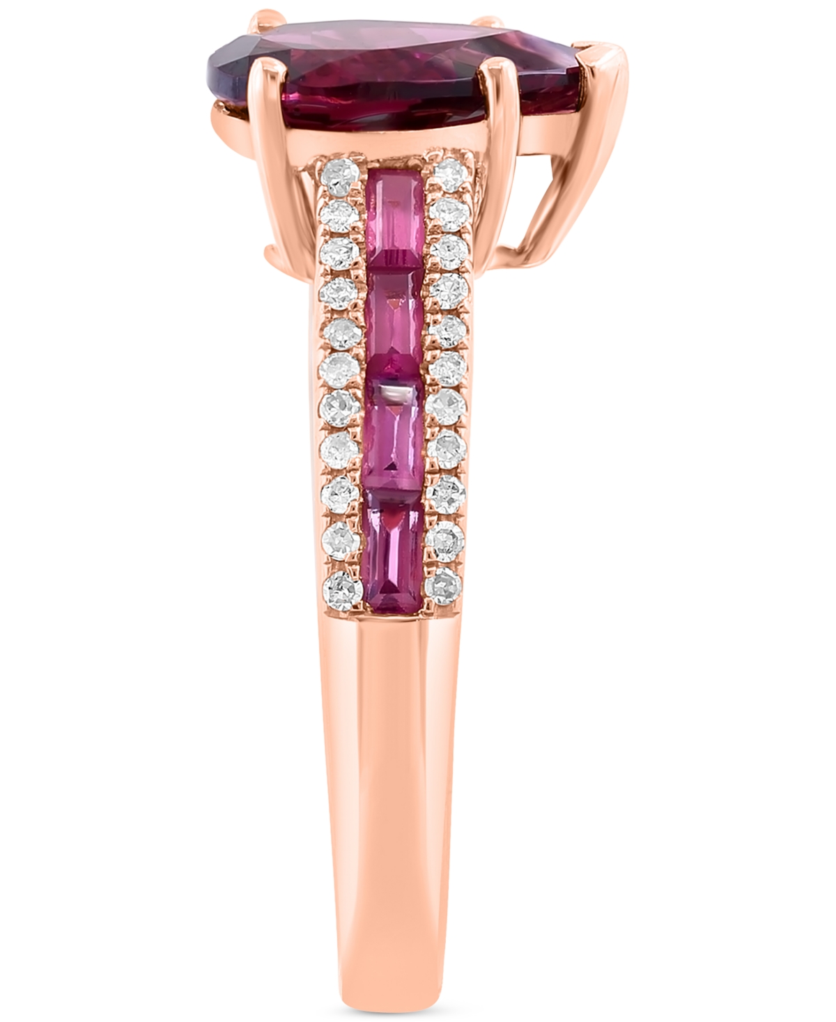 Effy Rhodolite (2-1/2 ct. t.w.) & Diamond (1/6 ct. t.w.) Statement Ring in 14k Rose Gold