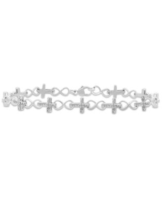 Macy's - Diamond Cross & Infinity Link Bracelet (1/6 ct. t.w.) in Sterling Silver