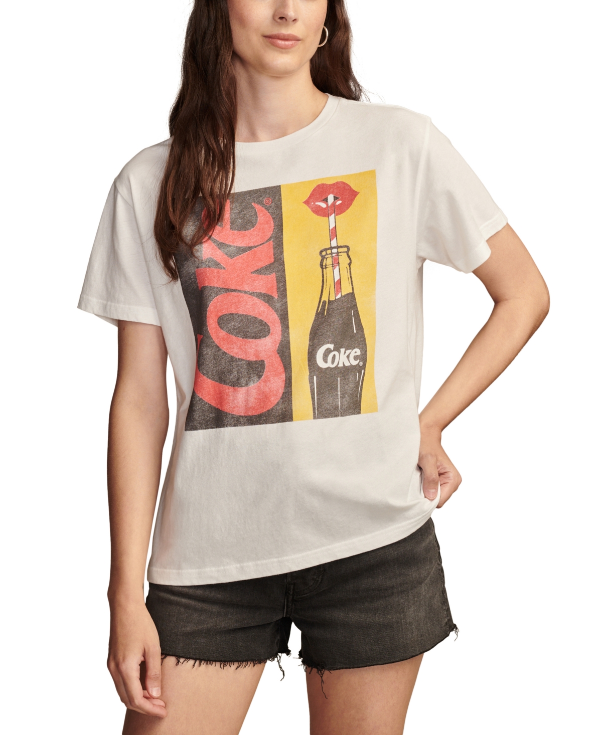 Women's Cotton Coca-Cola Pop Art Boyfriend Tee - Bright White