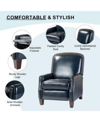 Hickey Modern Genuine Leather Recliner with Nailhead Trim
