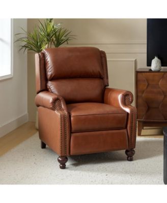 Franco Traditional Genuine Leather Manual Recliner