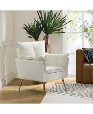 Velvet Accent Chair with Gold Legs