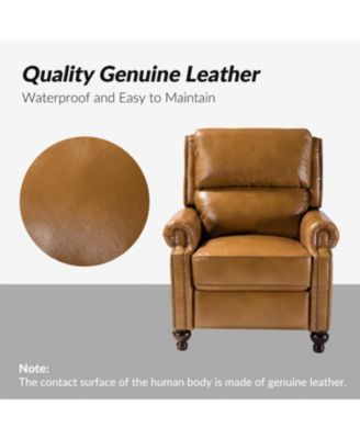 Franco Traditional Genuine Leather Manual Recliner