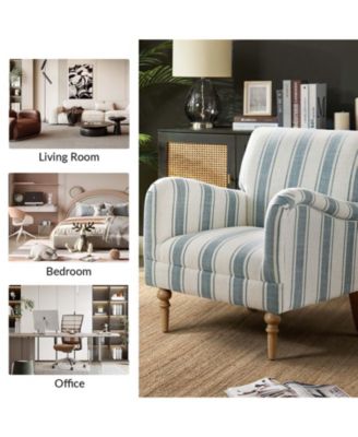 Erdahl Contemporary Arm Chair Stripe with wooden legs