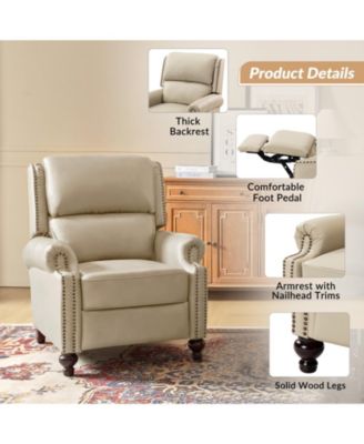 Franco Traditional Genuine Leather Manual Recliner