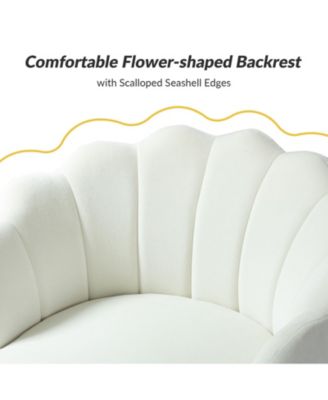 Modern Velvet Barrel Chair with Channel Tufted Back