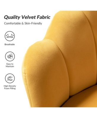 Modern Velvet Barrel Chair with Channel Tufted Back