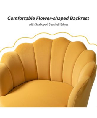 Modern Velvet Barrel Chair with Channel Tufted Back