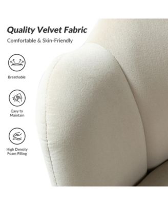 Modern Velvet Barrel Chair with Channel Tufted Back