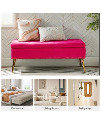 Kajana Transitional Velvet Upholstered Flip Top Storage Bench