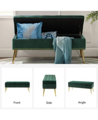 Kajana Transitional Velvet Upholstered Flip Top Storage Bench