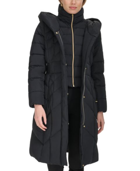 Женские куртки Cole Haan Bibbed Hooded Puffer Coat