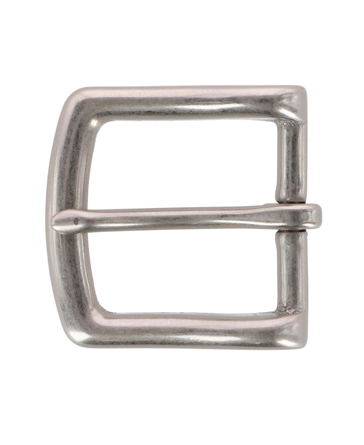 Men's 32mm Soft Edged Solid Brass Brushed Nickel Single Prong Buckle - Silver