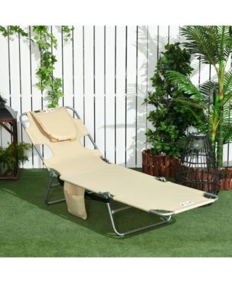 Folding Outdoor Lounge w/ Face Hole, 5-level Recline,