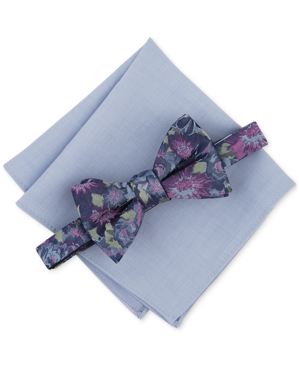 Men's Quimby Floral Bow Tie & Solid Pocket Square Set, Created for Macy's - Pink