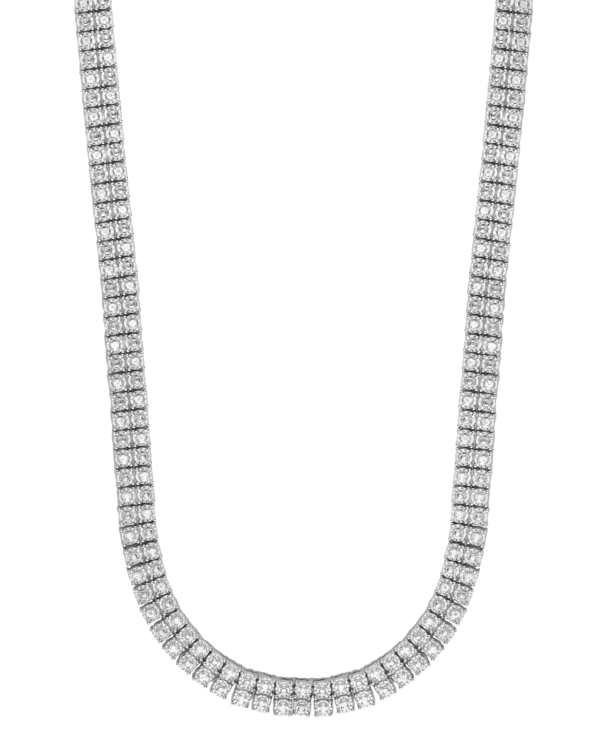 Shop Macy's Diamond 20" Double Row Necklace (1 Ct. T.w.) In Sterling Silver
