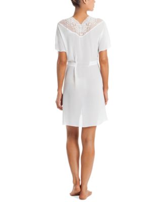 Women's Lace-Trim Satin Wrap Robe