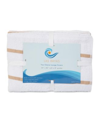 Cotton Terry Lounge Chair Covers, 2-Pack, 30" x 85" with Pocket Design