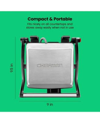 Electric Panini Press & Grill w/ Non Stick Plates, Opens Flat