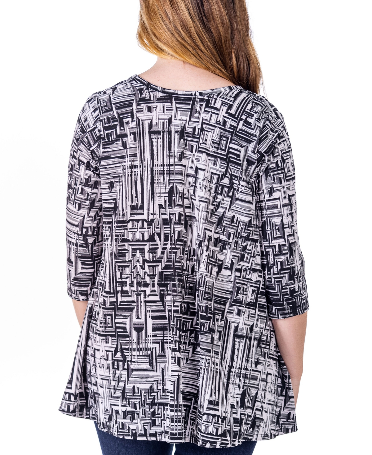 24SEVEN COMFORT APPAREL PRINT ELBOW LENGTH SLEEVE OPEN CARDIGAN 