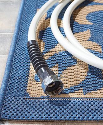 Courtyard CY3416 Blue and Natural 5'3" x 7'7" Outdoor Area Rug