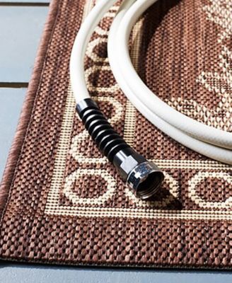 Courtyard CY3305 Chocolate and Natural 5'3" x 7'7" Sisal Weave Outdoor Area Rug