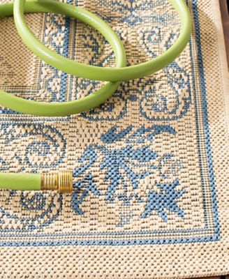 Courtyard CY2326 Natural and Blue 5'3" x 7'7" Outdoor Area Rug