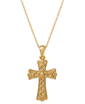 Giani Bernini - Ornate Flared Cross 18" Pendant Necklace in 18k Gold-Plated Sterling Silver