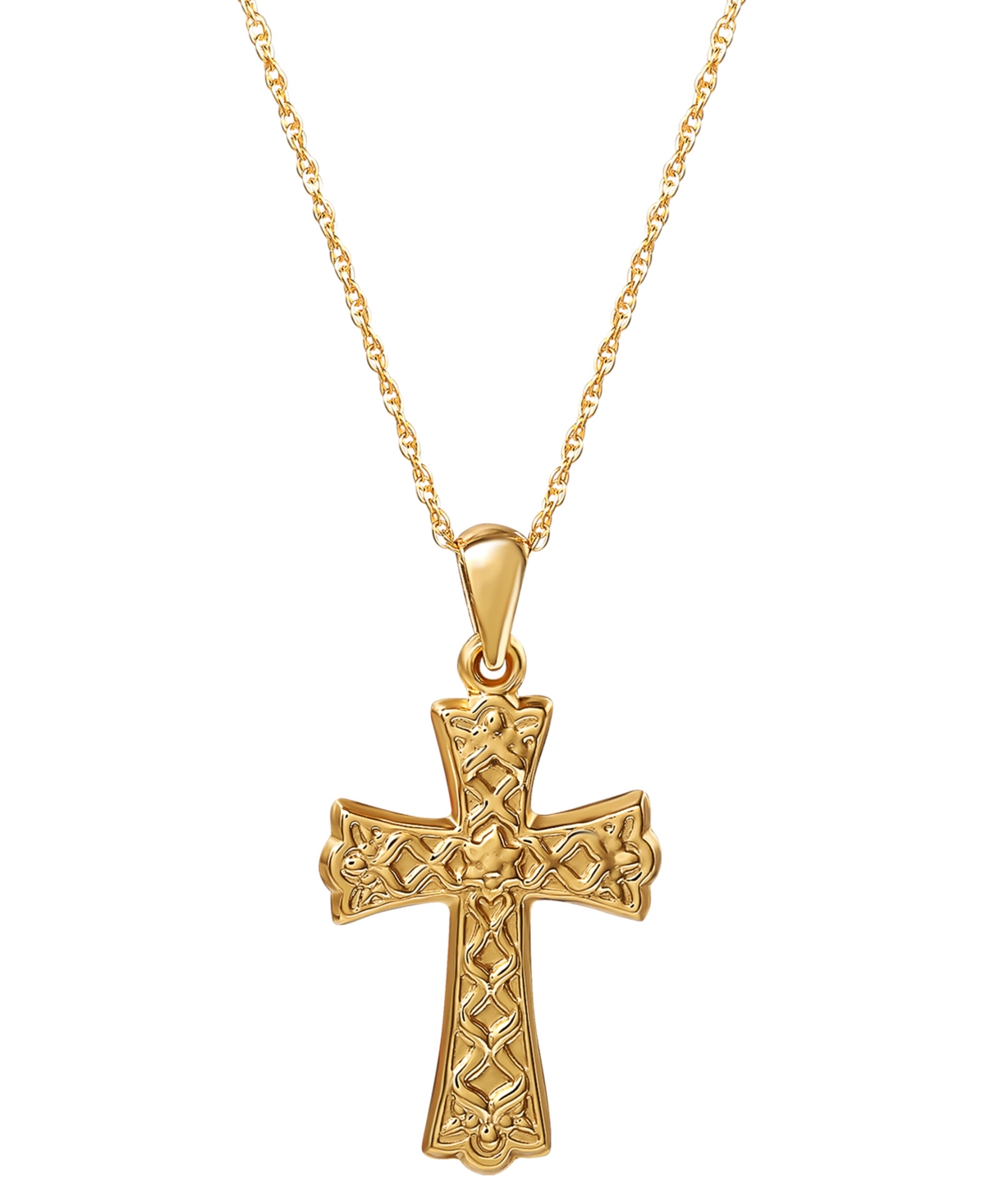 Giani Bernini Ornate Flared Cross 18" Pendant Necklace In 18k Gold-plated Sterling Silver, Created For Macy's In Gold Over Silver