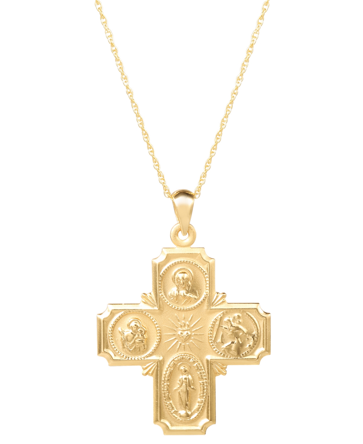 Giani Bernini Religious Figures Square Cross 18" Pendant Necklace In 18k Gold-plated Sterling Silver, Created For In Gold Over Silver