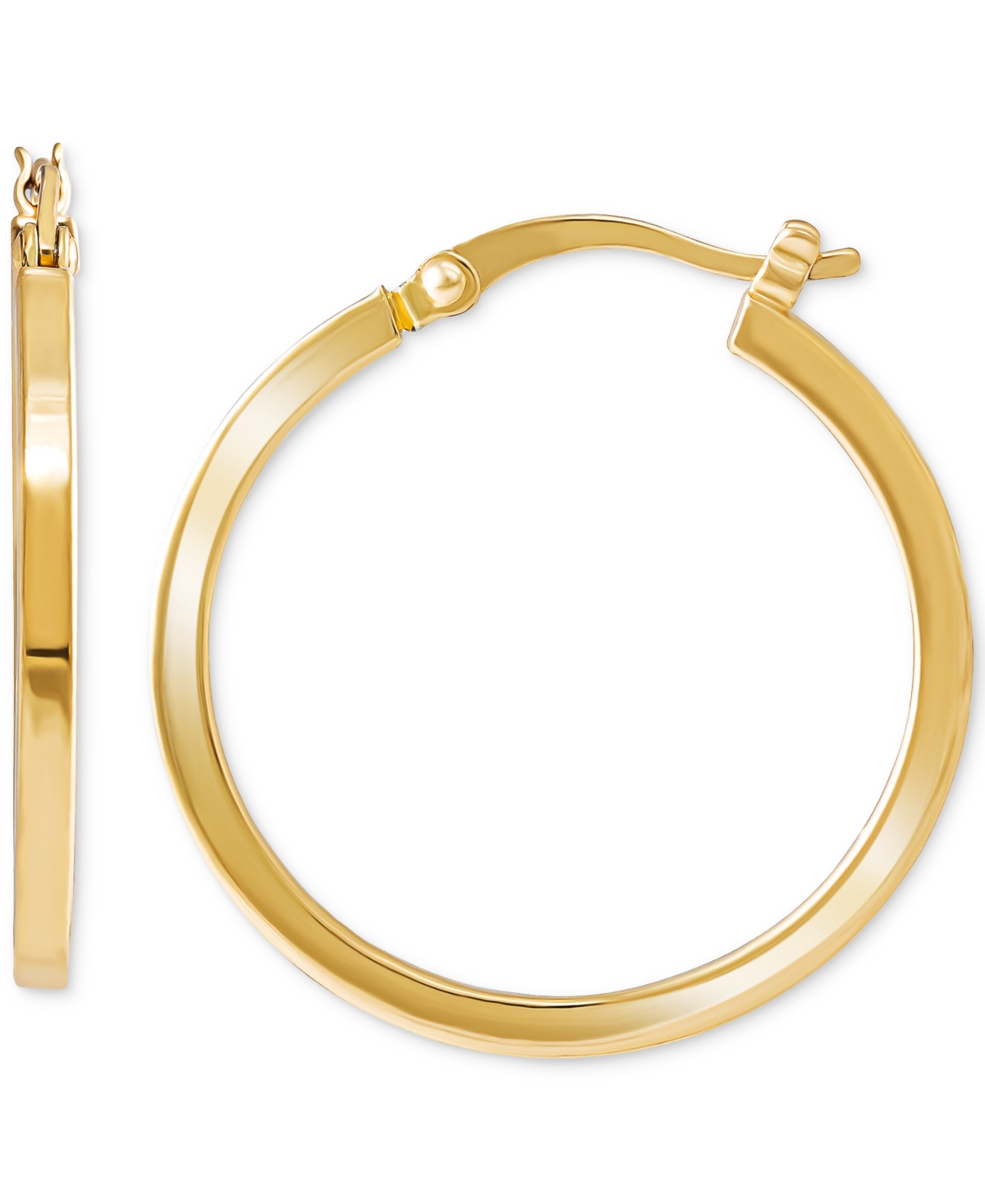 Polished Squared Tube Small Hoop Earrings in 18k Gold-Plated Sterling Silver, 7/8", Created for Macy's - Gold Over Silver