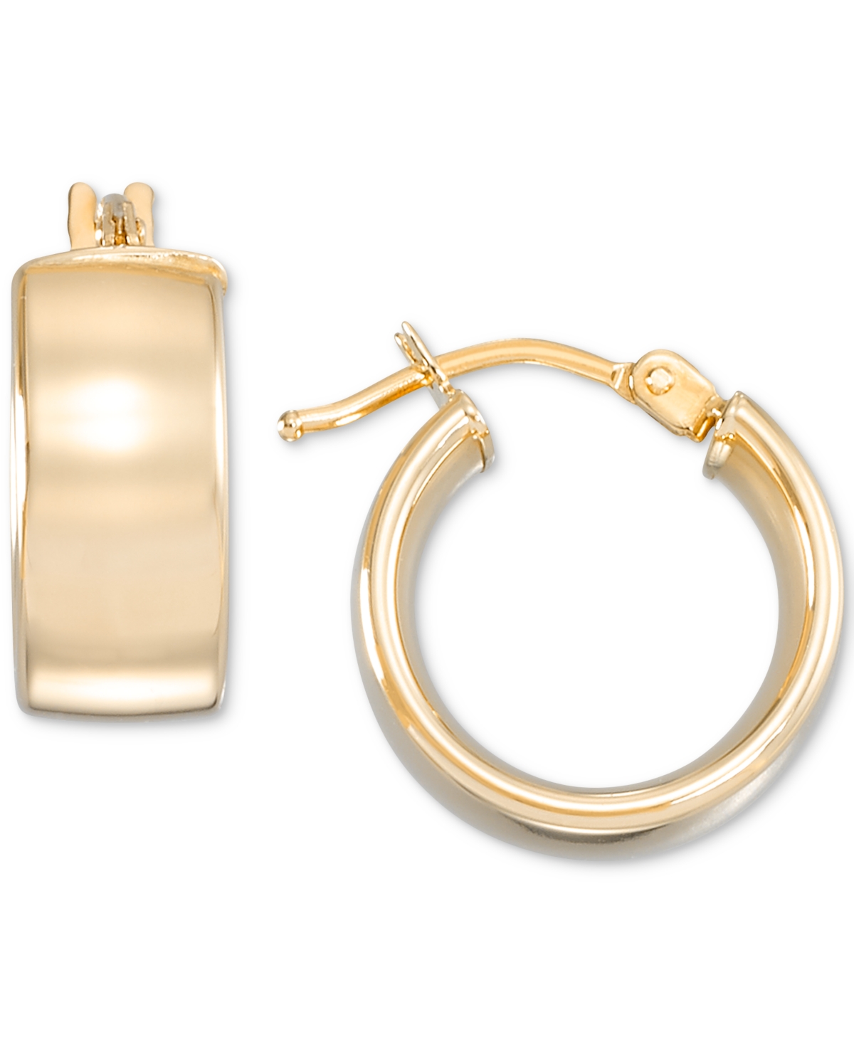 Shop Macy's High Polished Wide Chunky Small Huggie Hoop Earrings In 14k Gold