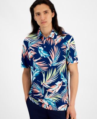 Club Room - Men's Summer Leaf Regular-Fit Tropical-Print Performance Tech Polo Shirt