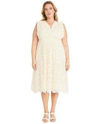 Maggy London - Plus Size Eyelet Midi Dress
